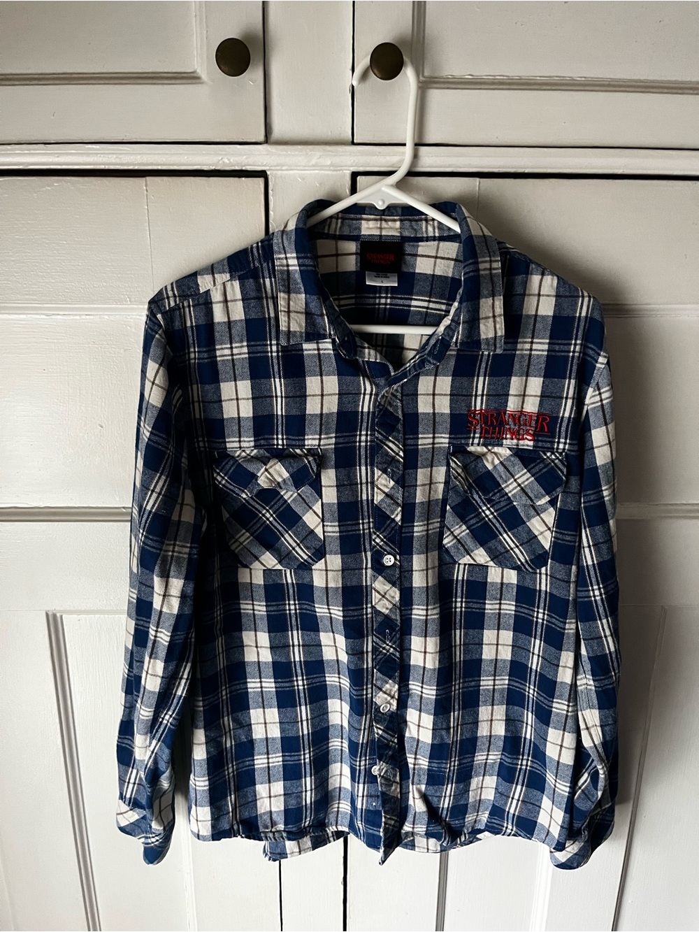 Netflix - Blue and White Plaid Flannel - Stranger Things - Men’s Size L